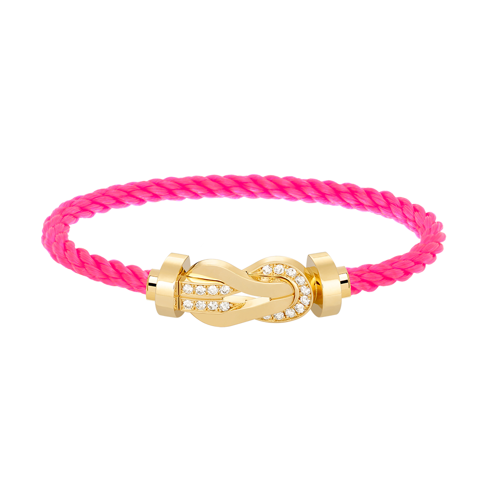 FRED CHANCE LARGE 8 FIGURE BUCKLE HALF DIAMOND BRACELET GOLD