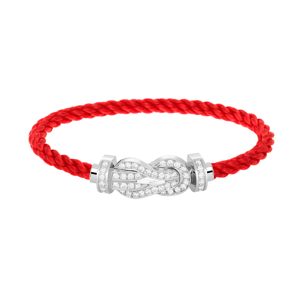 FRED CHANCE LARGE 8 FIGURE BUCKLE FULL DIAMOND BRACELET SILVER