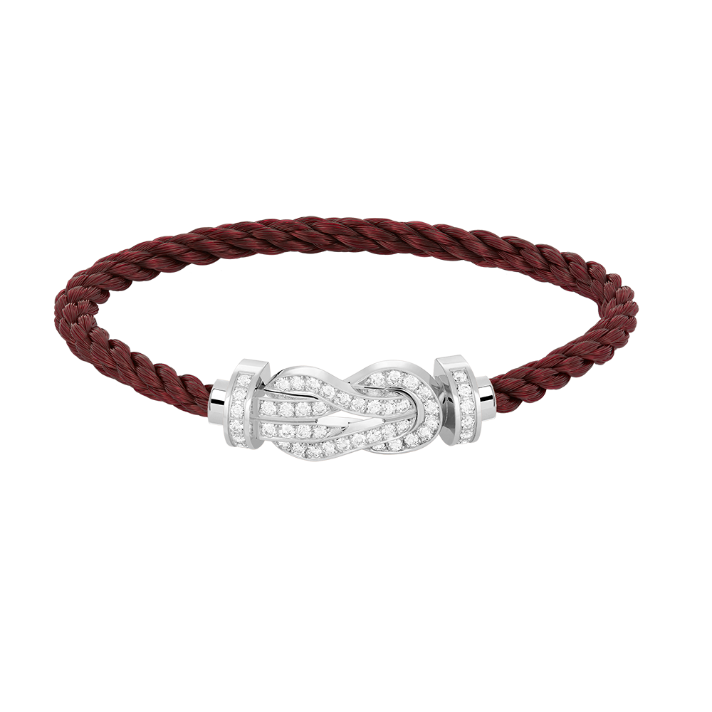 FRED CHANCE LARGE 8 FIGURE BUCKLE FULL DIAMOND BRACELET SILVER
