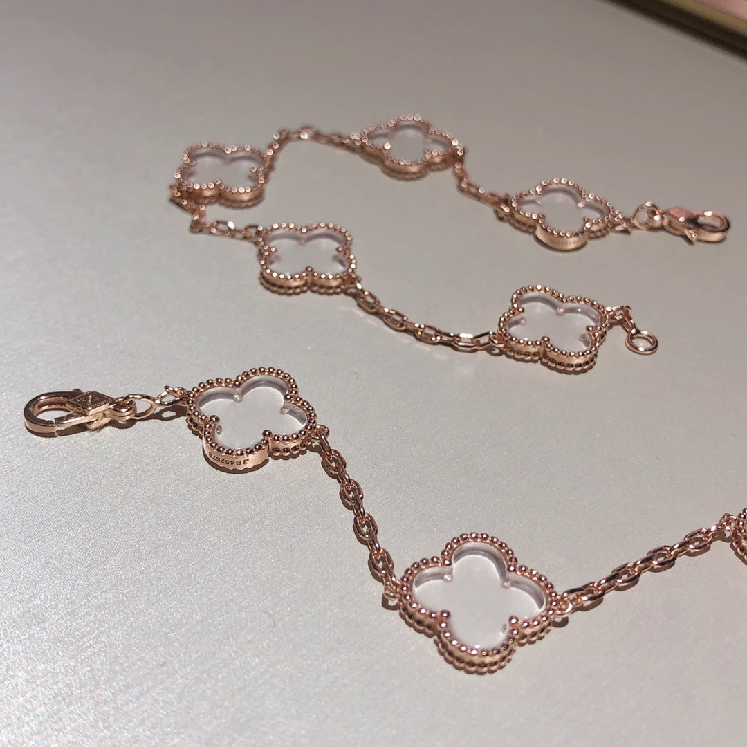 VCA CLOVER 5 MOTIF ROCK CRYSTAL BRACELET