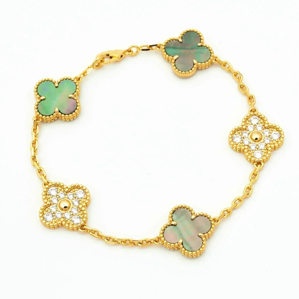VCA CLOVER 5 MOTIF GRAY MOP BRACELET COLLECTION