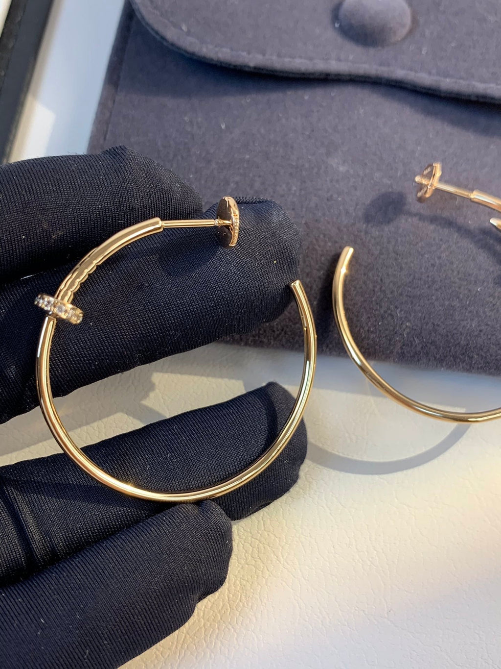 CARTIER JUSTE EARRINGS GOLD DIAMONDS 1.8MM