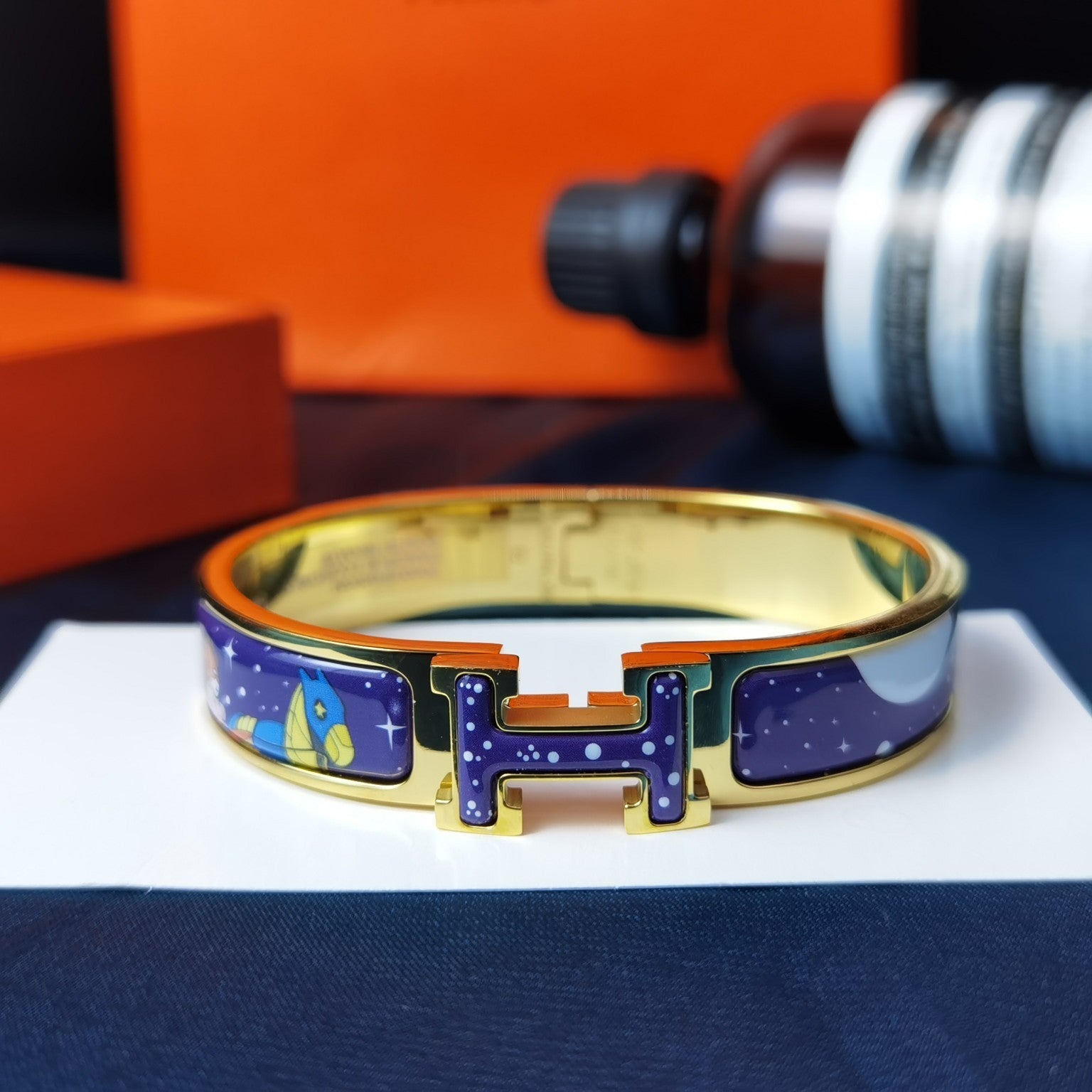 HERMES H STAR AND MOON BRACELET 12MM