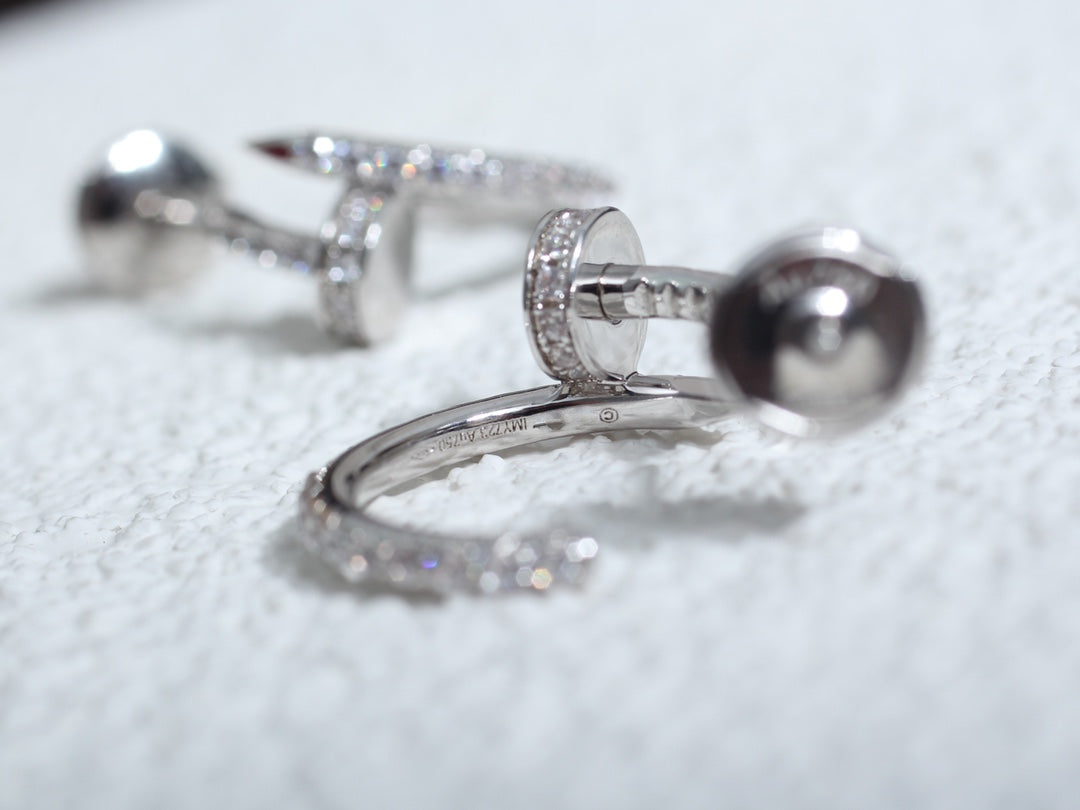 CARTIER JUSTE EARRINGS 12.75MM SILVER DIAMOND