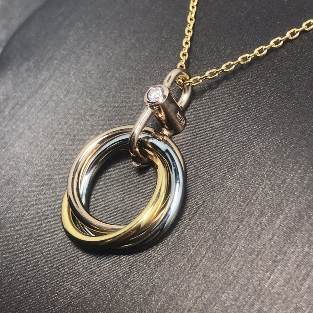 CARTIER TRINITY SILVER GOLD PINK GOLD NECKLACE
