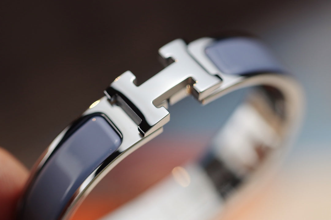 HERMES H BRACELET 12MM BLUE GRAY