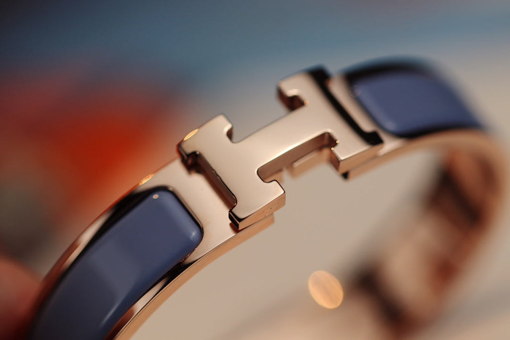 HERMES H BRACELET 12MM BLUE GRAY