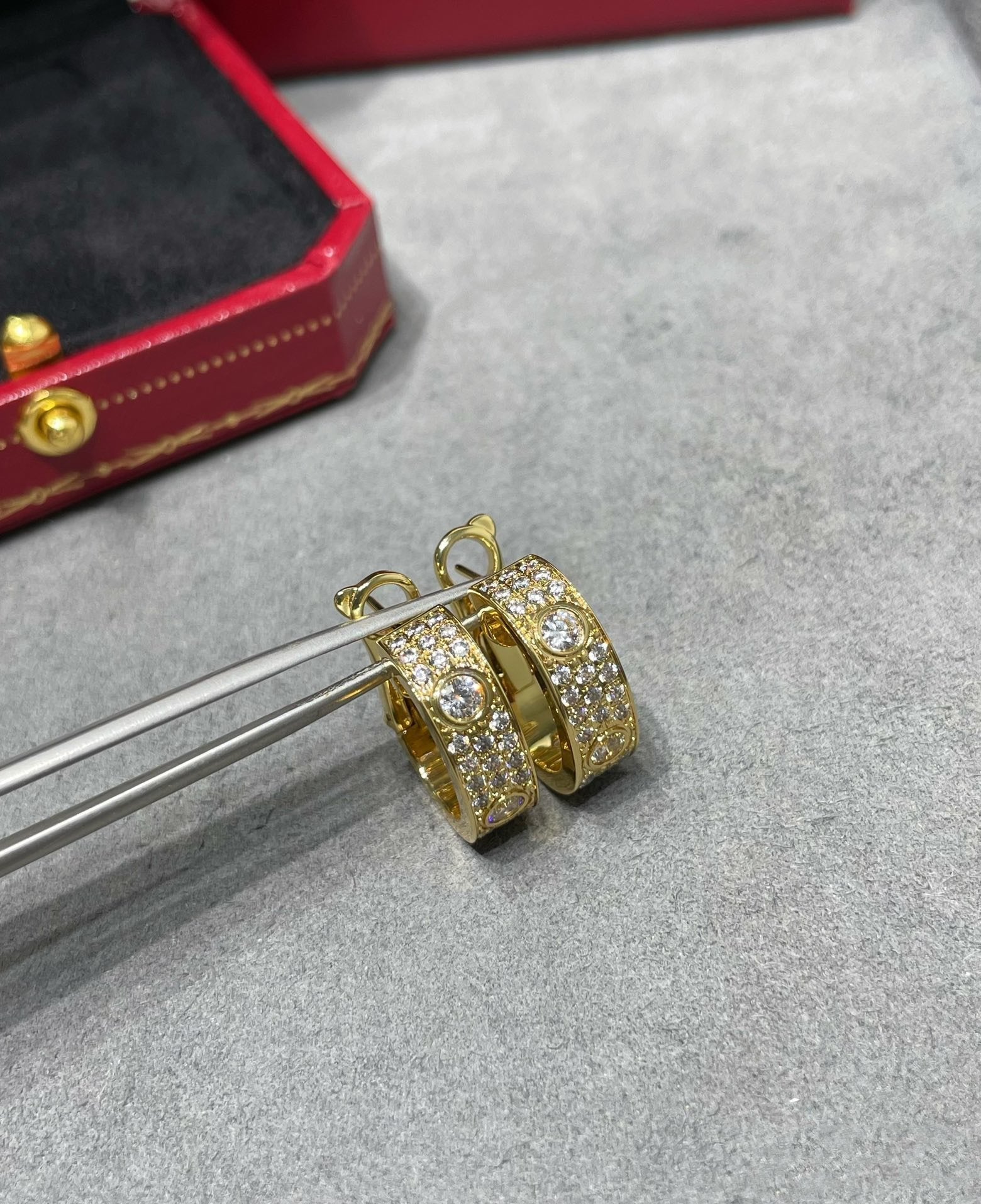 CARTIER LOVE 5.5MM DIAMOND PAVED EARRINGS