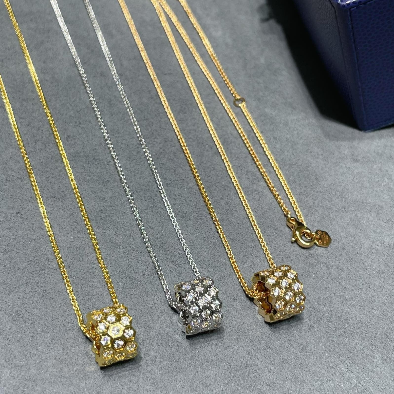 CHAUMET BEE LOVE DIAMOND PAVED 3 ROW NECKLACE