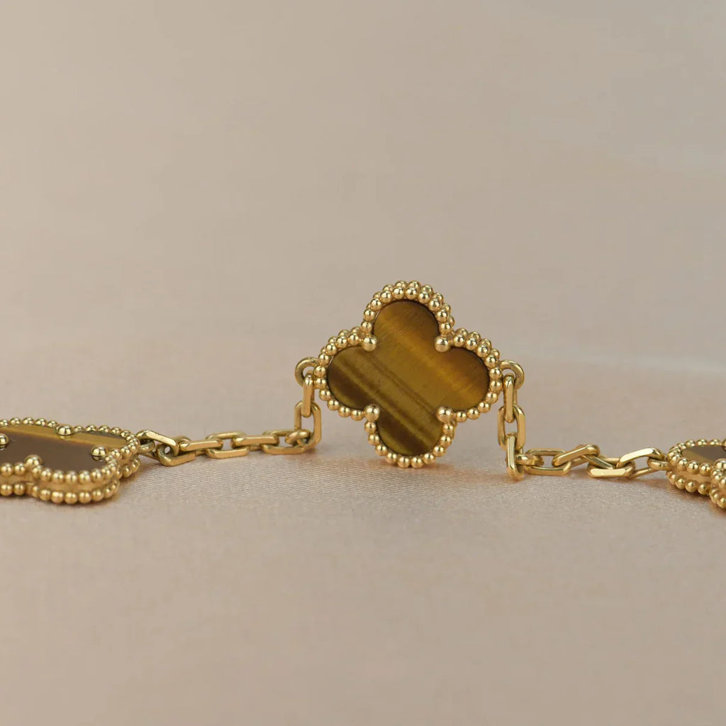 VCA CLOVER 5 MOTIFS TIGER EYE BRACELET COLLECTION