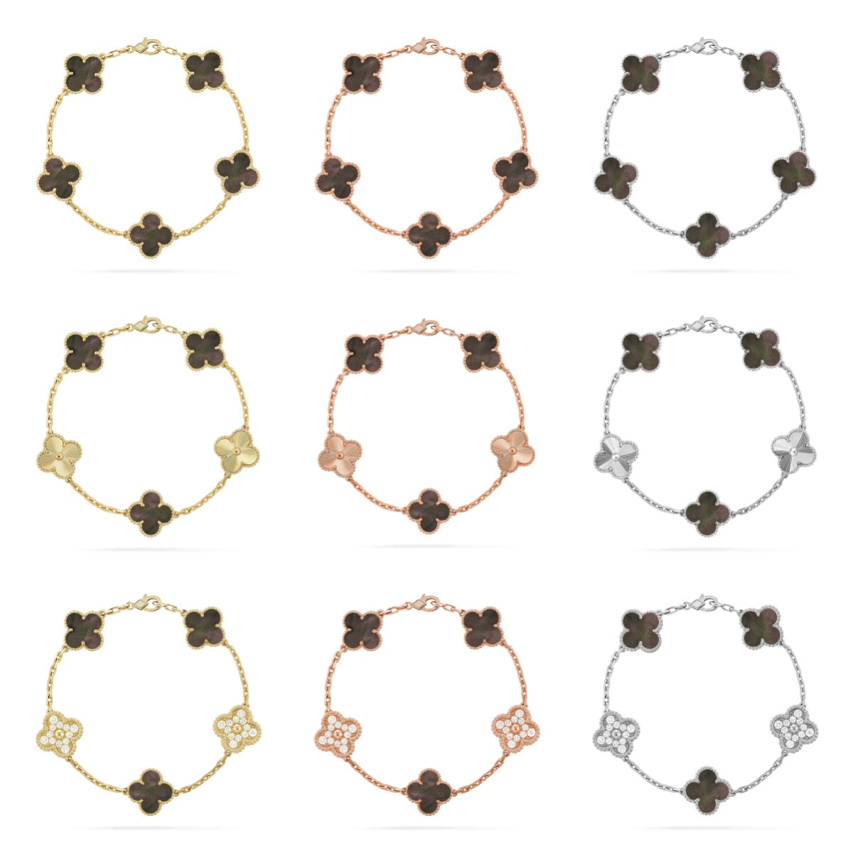 VCA CLOVER 5 MOTIF GRAY MOP BRACELET COLLECTION
