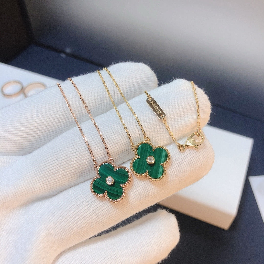 VCA CLOVER 15MM DIAMOND TURQUOISE NECKLACE