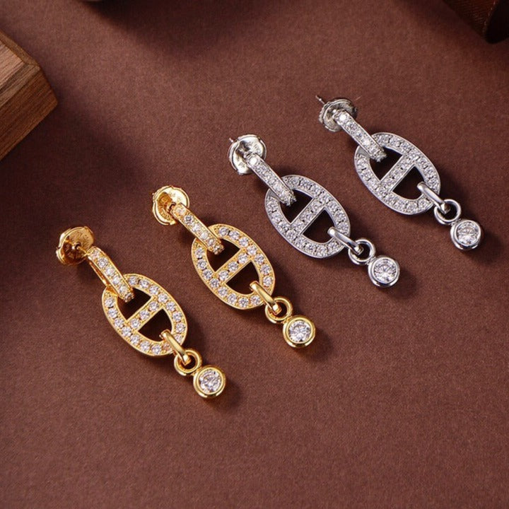 HERMES HM CHAINE DIAMOND EARRINGS