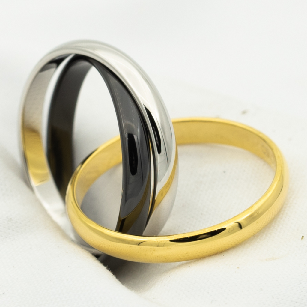 CARTIER TRINITY RING BLACK GOLD SILVER