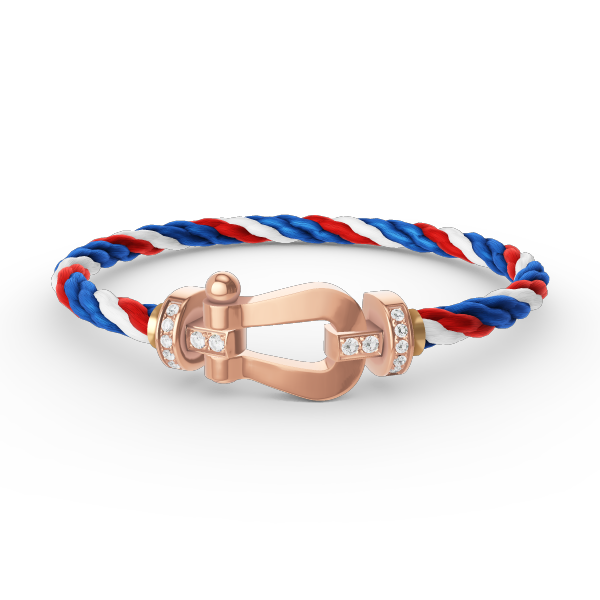 FRED FORCE LARGE HORSESHOE HALF DIAMOND BRACELET ROSE GOLD