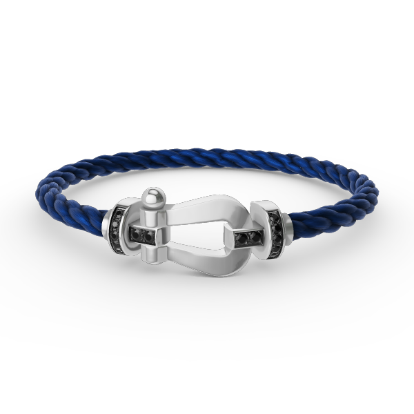 FRED FORCE LARGE HORSESHOE BLACK DIAMOND BRACELET SILVER
