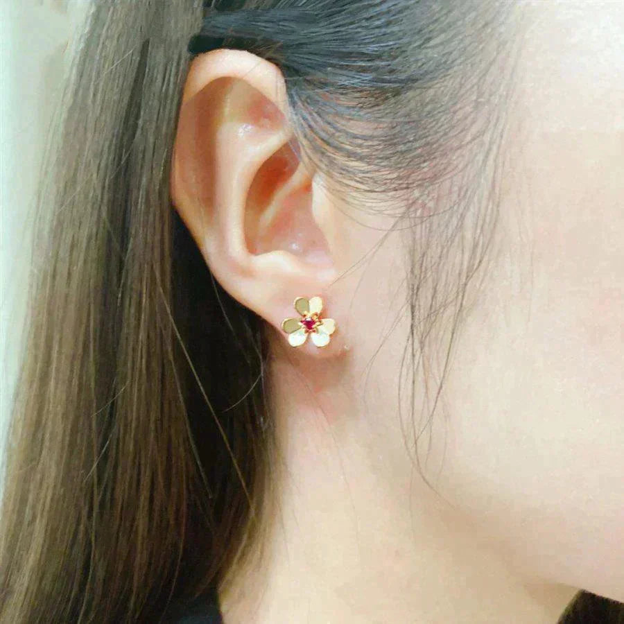 VCA FRIVOLE FLOWER PINK EARRINGS