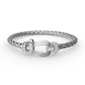 FRED FORCE LARGE HORSESHOE HALF DIAMOND BRACELET SILVER